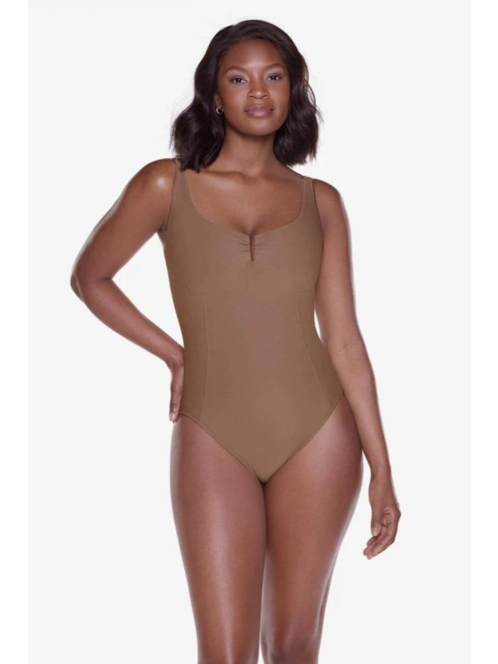 NWT Miraclesuit Vim Bathing Suit Underwire Flax Brown Size 16 New